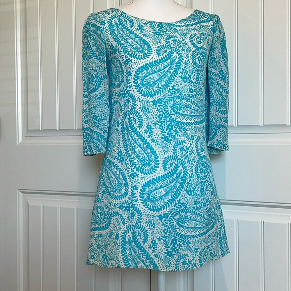 Beautiful 100% Silk Lilly Pulitzer Paisley mini Dress 6 coastal preppy chic fun‎